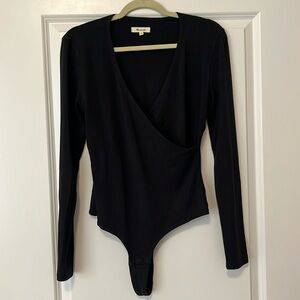 Madewell Wrap Thong Bodysuit - Size L - Black